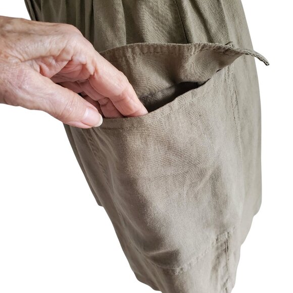 ZARA Rustic Pinafore Dress Overall Jumper Linen Blend Light Olive Green Size S - Picture 7 of 16